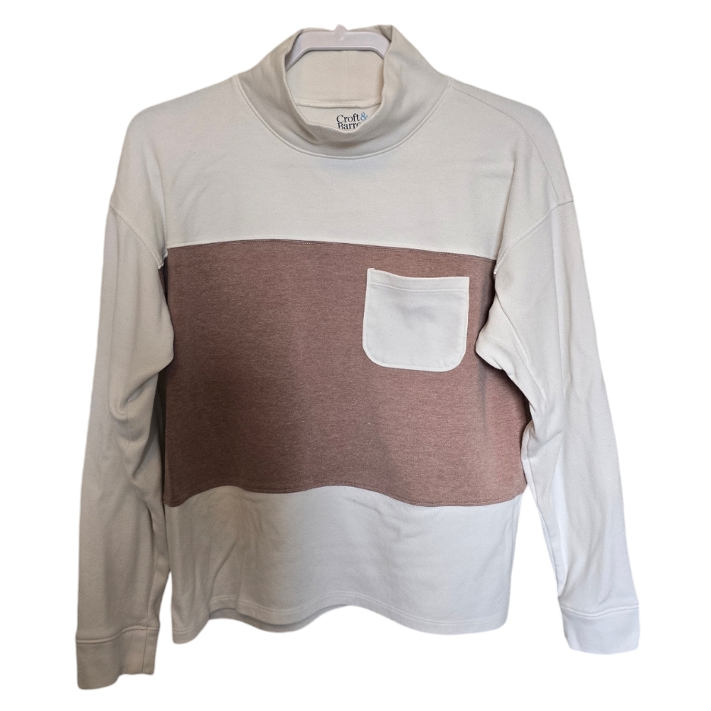 3/$15 Croft & Barrow Colorblock Mockneck Long Sleeve Shirt Size Medium